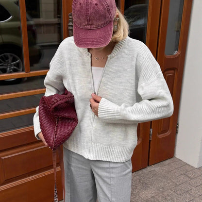 Damen Strickpullover Lässig Reißverschluss Norvielle