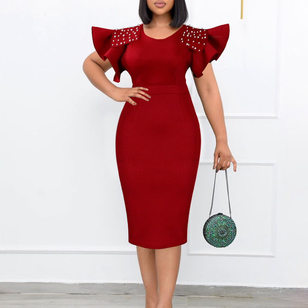 Damen Abendkleid Strukturierte Rüschen Norvielle