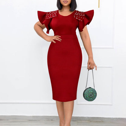 Damen Abendkleid Strukturierte Rüschen Norvielle