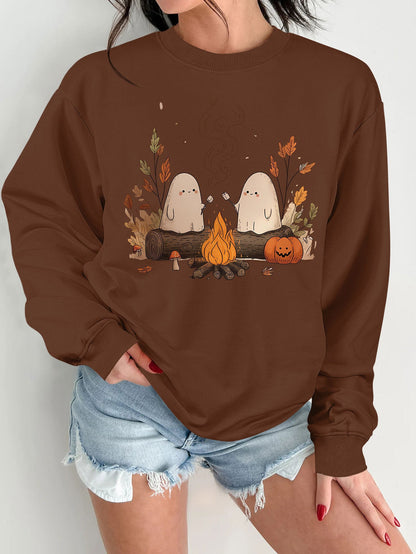 Damen Sweatshirt Gruselmotiv Bequem Norvielle