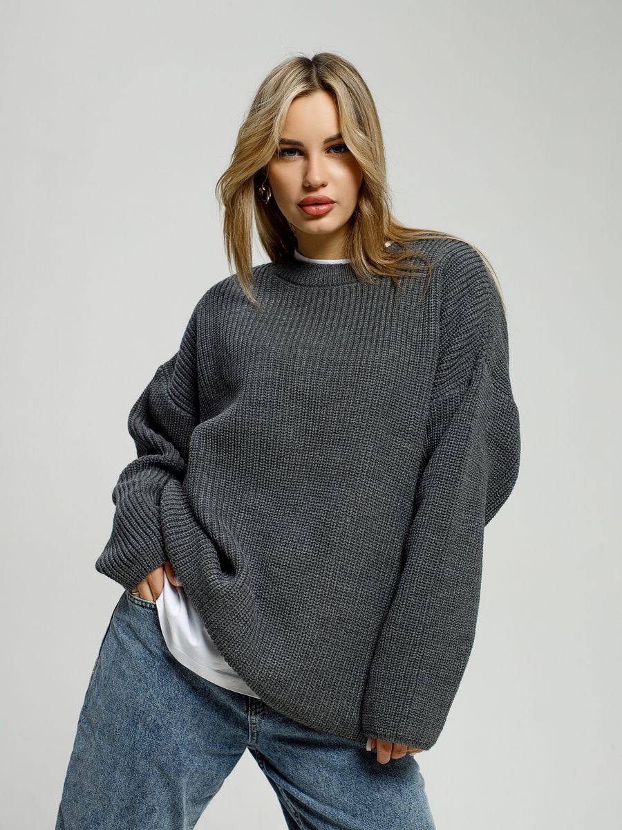 Damen Grobstrickpullover Lässiger Schnitt Großzügige Ärmel Norvielle