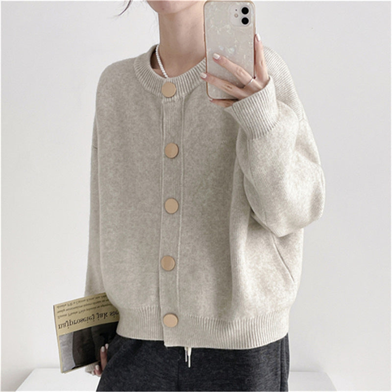 Damen Strickjacke Großknöpfe Lässiger Schnitt Norvielle