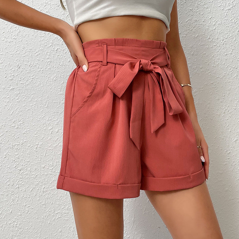 Damen High-Waist-Shorts mit Schleifenbindung und Taschen Norvielle - Norvielle