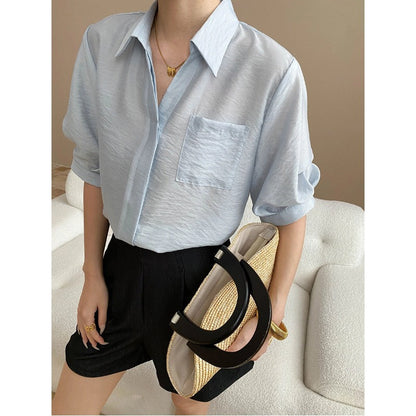 Damen Oversized Hemdbluse mit Brusttasche Baumwolle