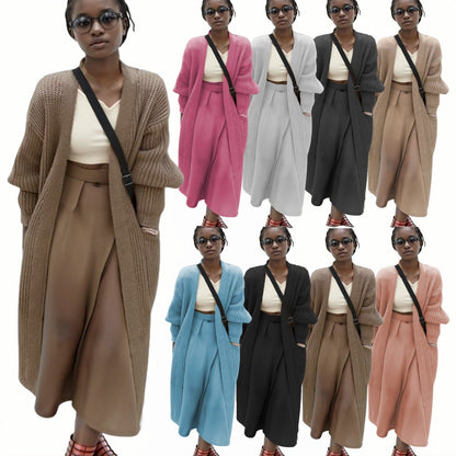 Damen Langstrickcardigan Lässige Struktur Weite Passform Beige - Norvielle