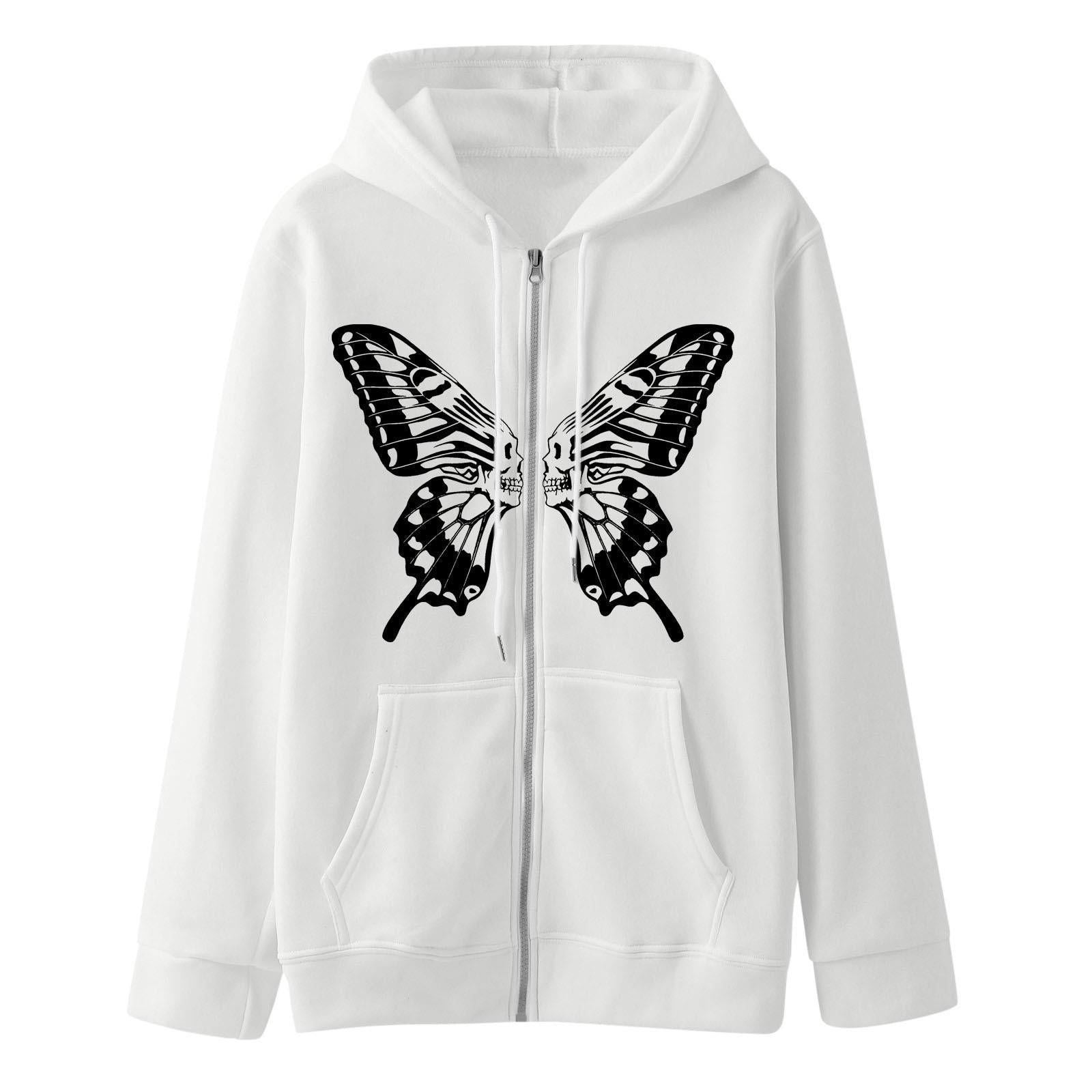 Damen Kapuzensweatjacke Schmetterlingsdruck - Norvielle