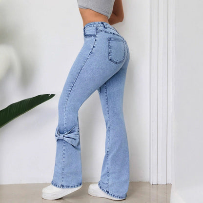 Damen Jeans Ausgestellt Dekorative Schleifen Norvielle