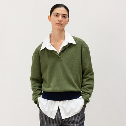 Damen Strickpullover Polokragen Kontrastbund Norvielle