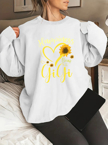 Damen Sweatshirt Voluminöse Ärmel Fröhliches Motiv Norvielle