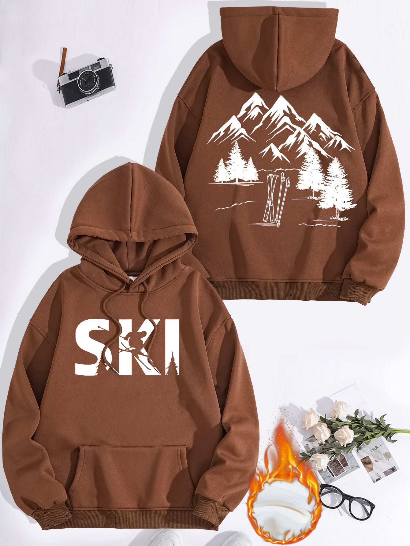 Damen Kapuzenpullover Ski-Design Gemütlich Norvielle