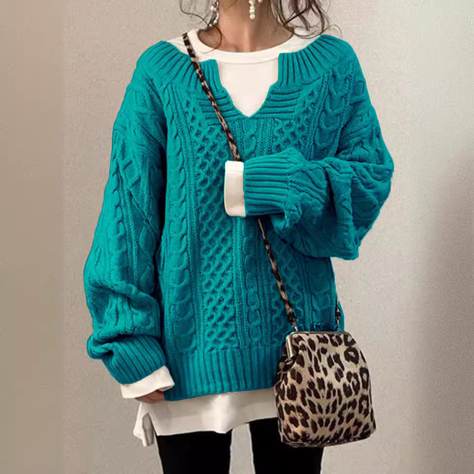 Damen Strickpullover Weiches Material V-Ausschnitt Beige