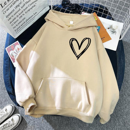 Damen Kapuzenpullover Herzmotiv Norvielle