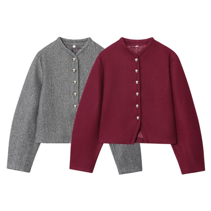Damen Kurzjacke mit Knopfleiste Elegantes Design Norvielle