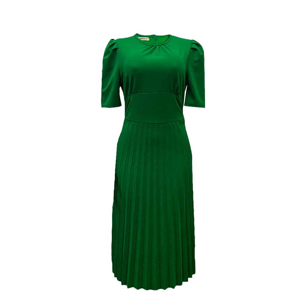 Damen Plissee-Kleid mit Kragen und Puffärmeln Norvielle