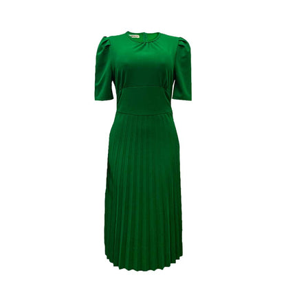 Damen Plissee-Kleid mit Kragen und Puffärmeln Norvielle