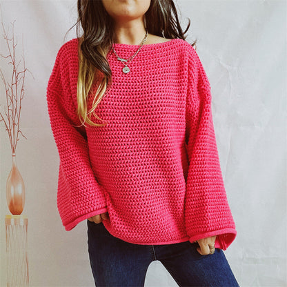 Damen Strickpullover Weit Locker Norvielle