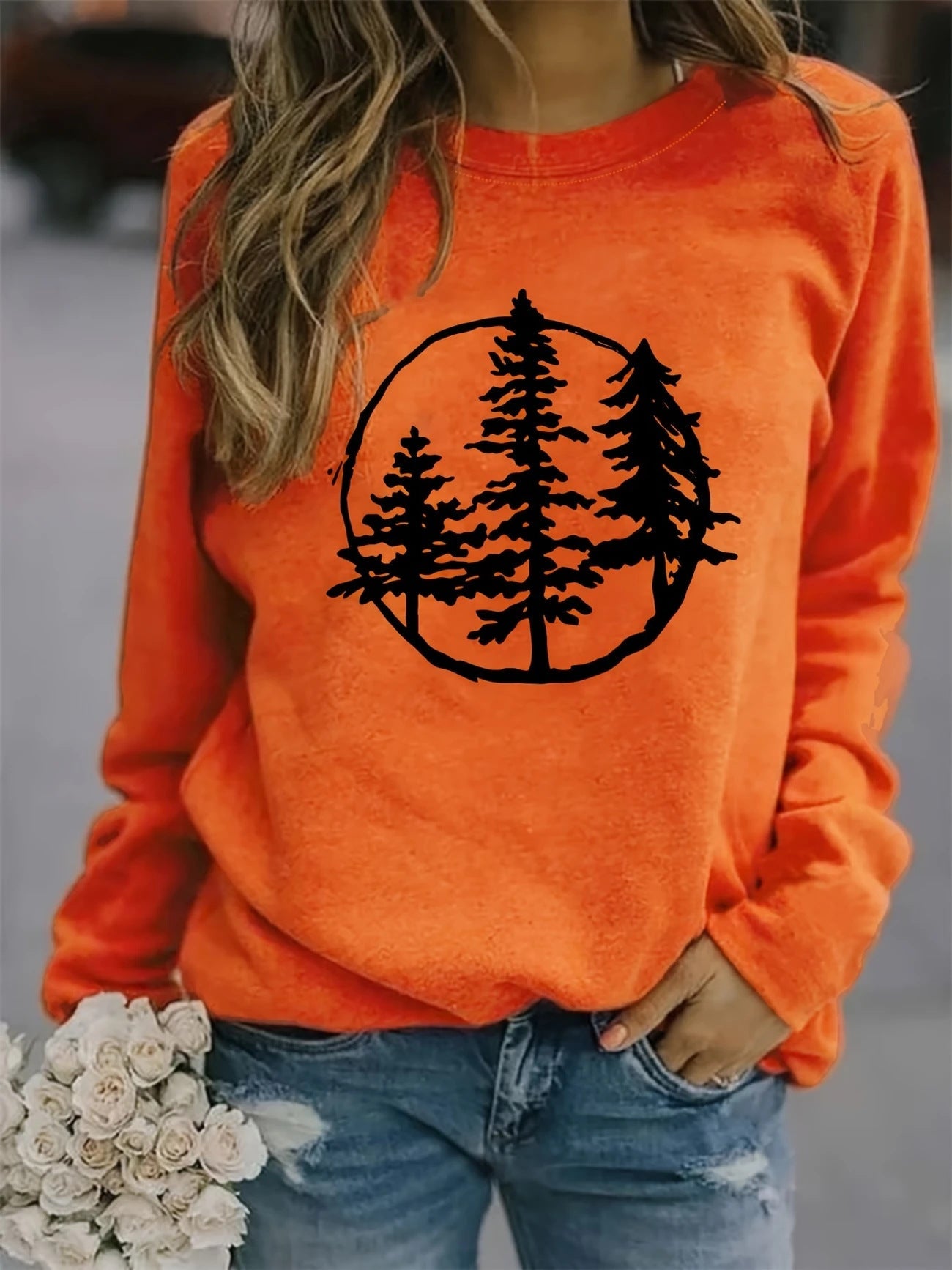 Damen Sweatshirt Naturmotiv Lässiger Schnitt Norvielle
