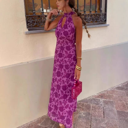 Damen Abendkleid Florales Design V-Ausschnitt Norvielle