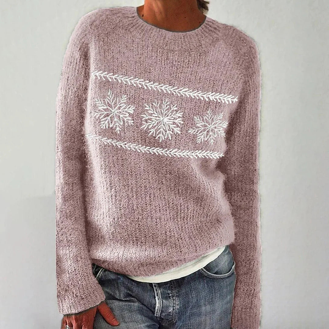 Damen Strickpullover Weich Schneeflocken-Design Norvielle