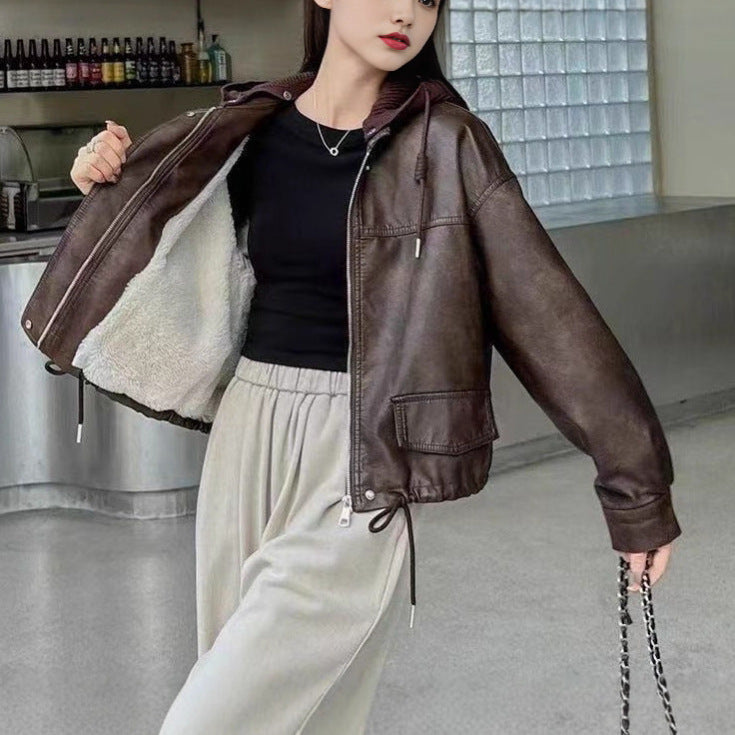 Damen Kunstlederjacke Lässig Norvielle
