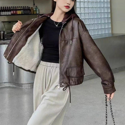 Damen Kunstlederjacke Lässig Norvielle