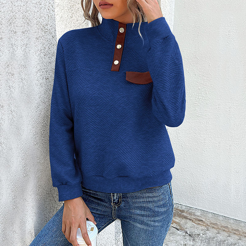 Damen Sweatshirt Stehkragen Brusttasche Norvielle