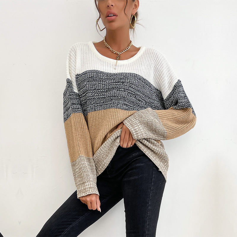 Damen Strickpullover Lässig Blockfarben Norvielle