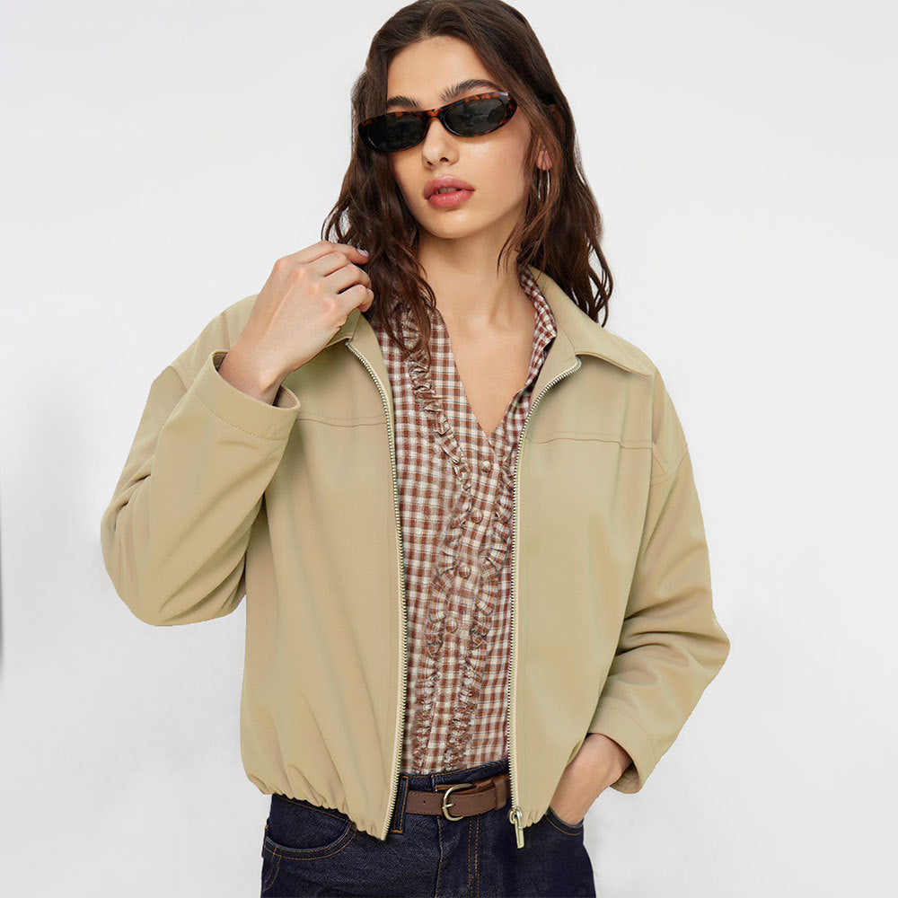 Damen Kurzjacke Elastisch Reißverschluss Norvielle