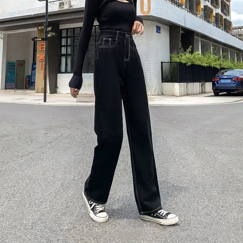 Damen Weite Jeans Hochgeschnitten Norvielle