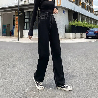 Damen Weite Jeans Hochgeschnitten Norvielle