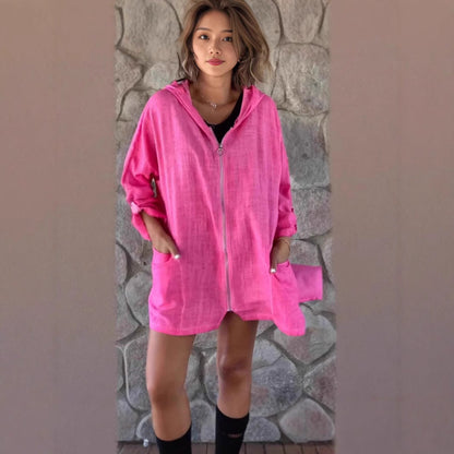 Damen Übergangsjacke mit Kapuze und Taschen Hochwertig Norvielle - Norvielle