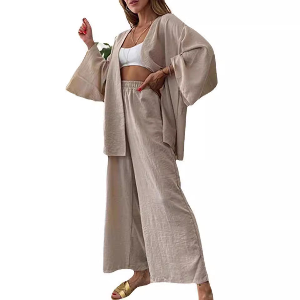 Damen Lounge-Set Weite Ärmel Elastischer Bund Norvielle