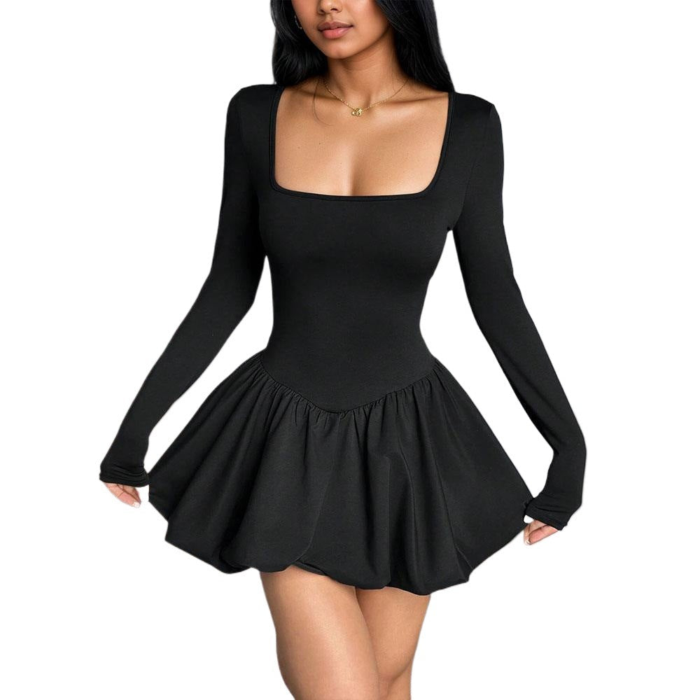 Damen Minikleid Rundhalsausschnitt Verspielter Rock