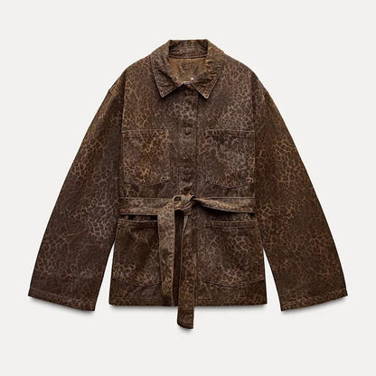 Damen Modische Jacke mit Gürtel Norvielle