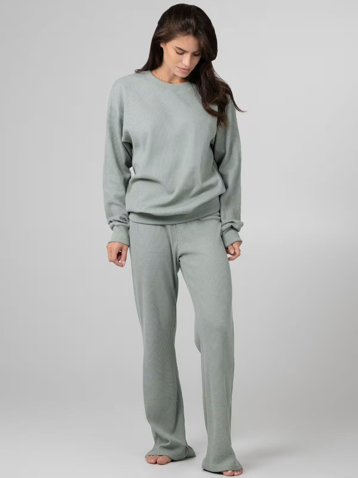 Damen Freizeit-Set Waffelstruktur Bequem Norvielle