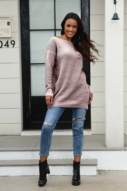 Damen Strickpullover Weit Schnitt Strukturiert Norvielle