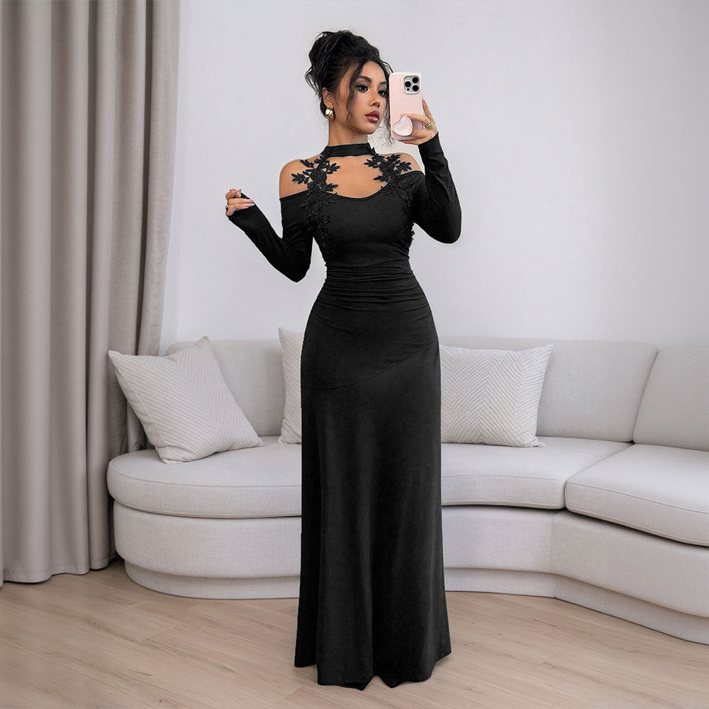 Damen Abendkleid Figurbetont Schulterfrei Floral Norvielle