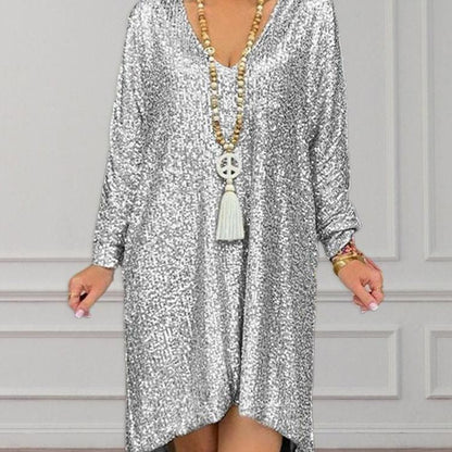 Damen Glitzerndes Kaftan-Kleid Lässiger Schnitt