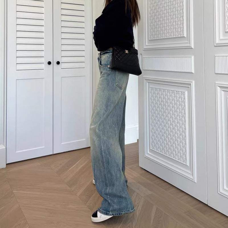 Damen Weite Denim-Jeans Hochbund Norvielle