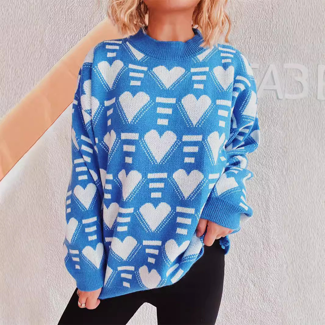 Damen Oversized-Pullover Herz-Muster Weich Norvielle - Norvielle