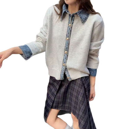 Damen Strickjacke Norvielle mit Kragen und Knöpfen Elegantes Design