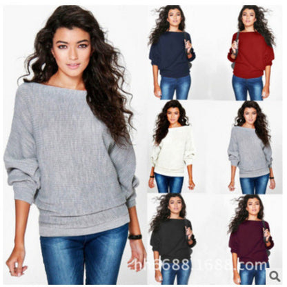 Damen Oversized Pullover Weite Ärmel Struktur Norvielle