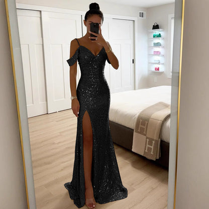 Damen Abendkleid Glitzer