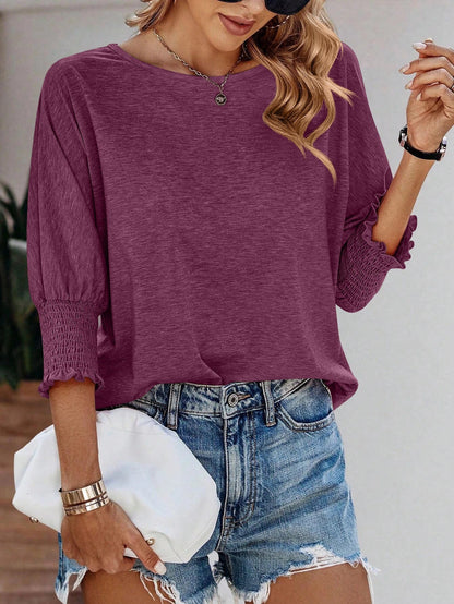 Damen Shirt mit Ballonärmeln Rüschendetails Norvielle