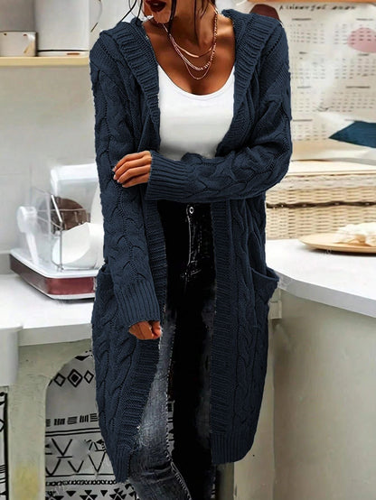 Damen Cardigan Grosstrick Kabelmuster Beige