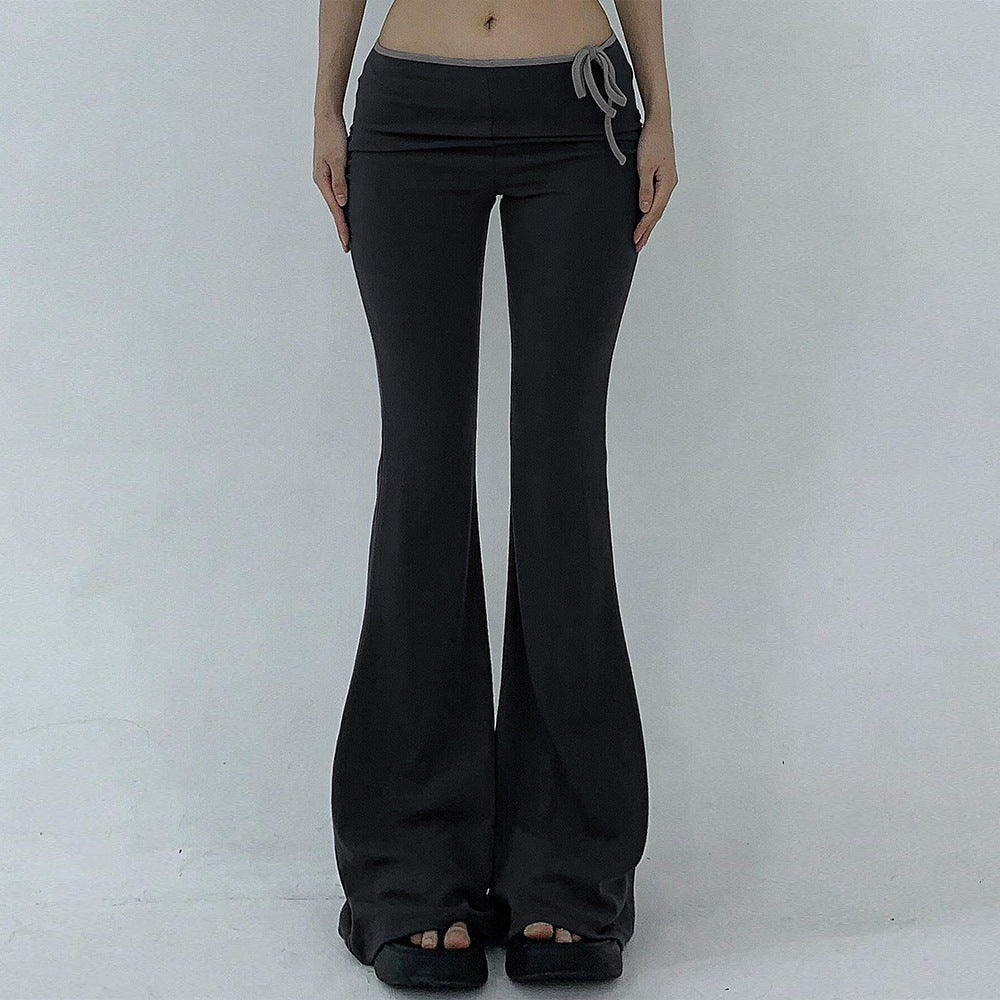Damen Yoga-Hose Elastischer Bund Gerippter Stoff