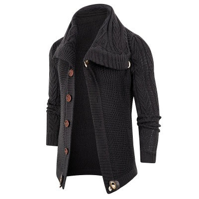 Herren Strickcardigan Schalkragen Große Holzknöpfe Beige