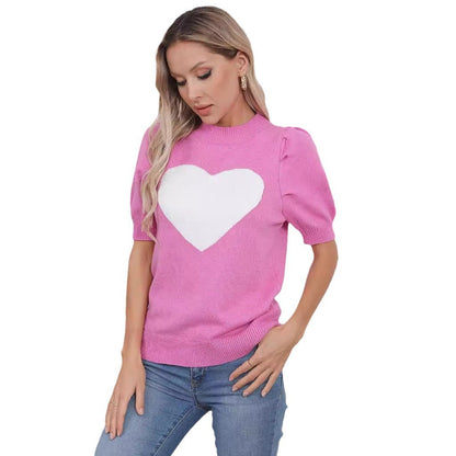 Damen Strickpullover Herzdesign