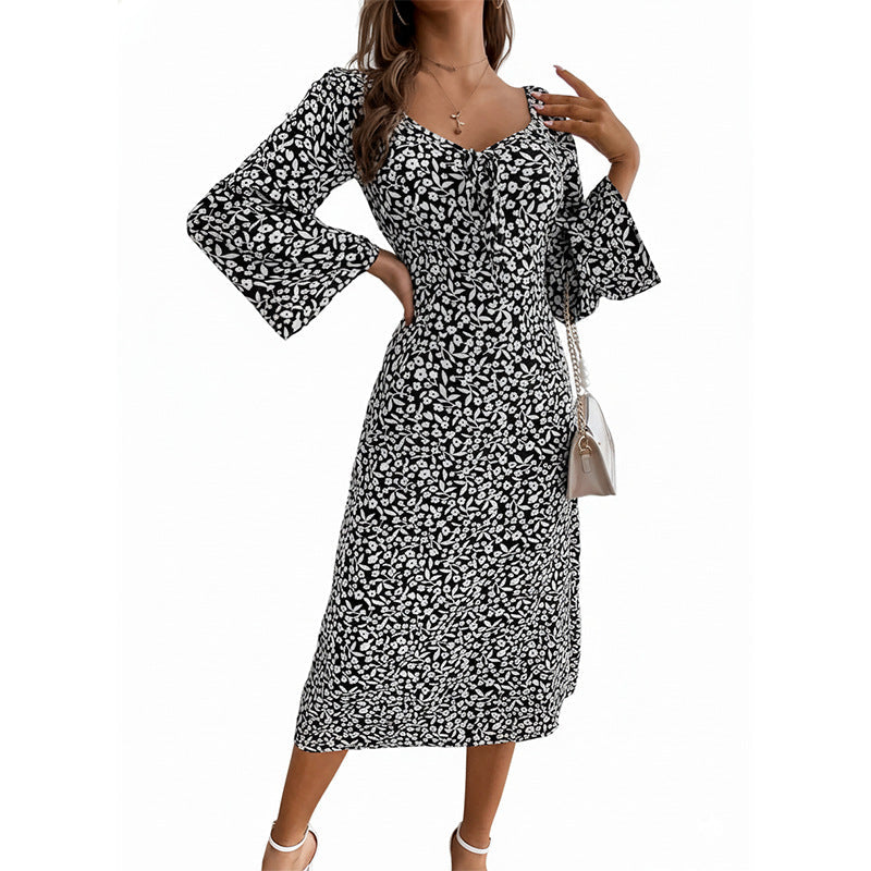 Damen Midikleid Floralmuster Wickeldesign Norvielle