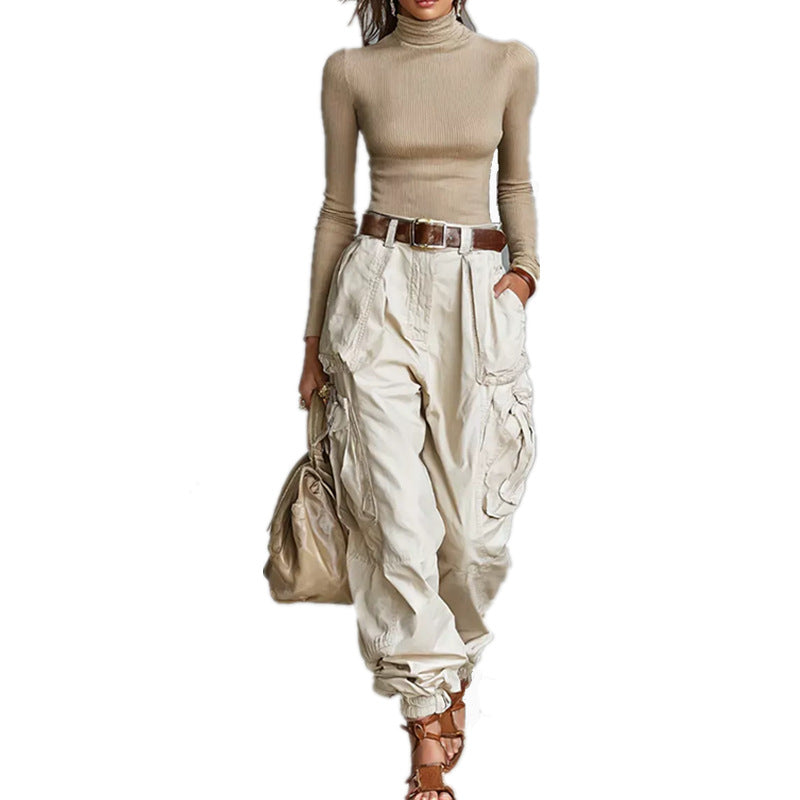 Damen Cargo-Hose Elastischer Bund Praktische Taschen